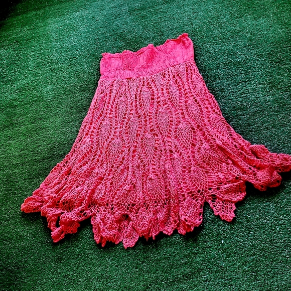 Not Listed Dresses & Skirts - Amazing Tangerine Crochet Midi Skirt
